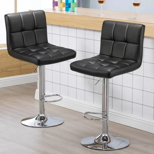 Luxurious Leatherette Black Bar Stool / Long Chair