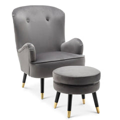 Luxury Velvet Lounge Chair With Ottoman