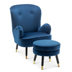 Luxury Velvet Lounge Chair With Ottoman