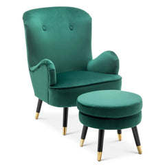 Luxury Velvet Lounge Chair With Ottoman