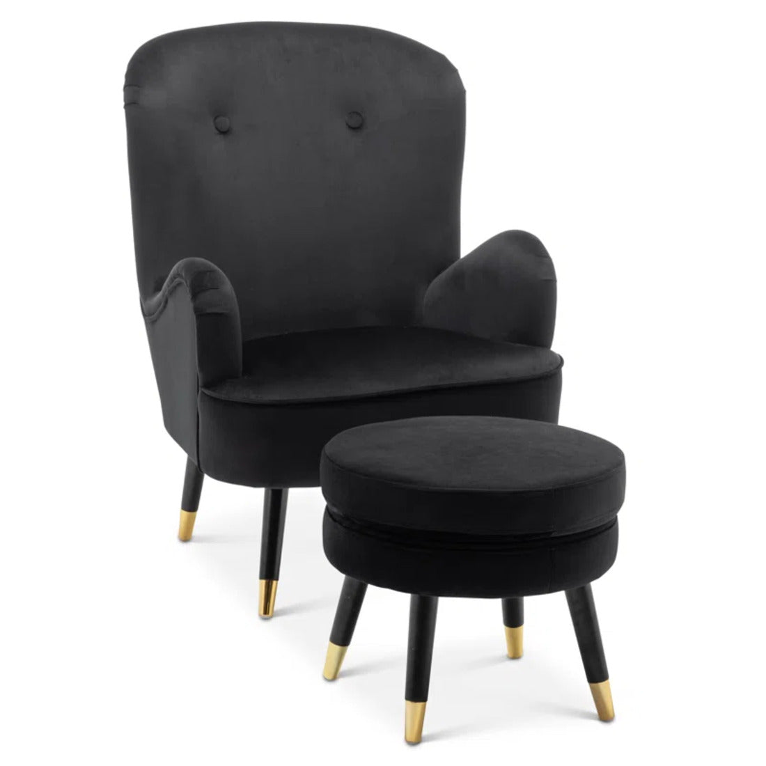 Luxury Velvet Lounge Chair With Ottoman