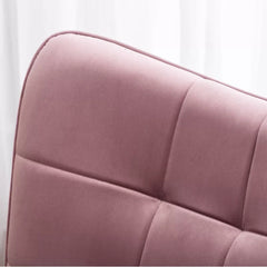 Tufted Curvy Long Back Peach Lounge Chair With Ottoman