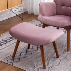 Tufted Curvy Long Back Peach Lounge Chair With Ottoman