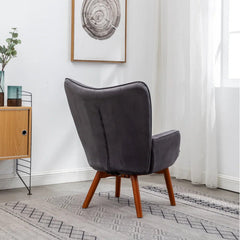 Tufted Curvy Long Back Lounge Chair With Ottoman