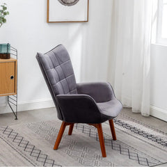 Tufted Curvy Long Back Lounge Chair With Ottoman