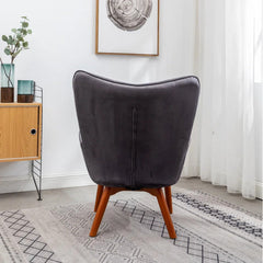 Tufted Curvy Long Back Lounge Chair With Ottoman