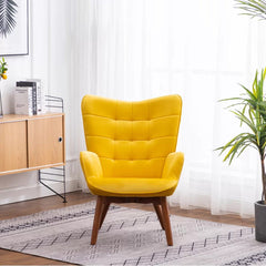 Tufted Curvy Long Back Lounge Chair With Ottoman