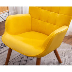 Tufted Curvy Long Back Lounge Chair With Ottoman