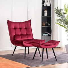 Leatherette Armchair With Footrest & Cushion