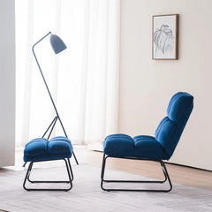 Square Tufted Velvet Chair With Footrest