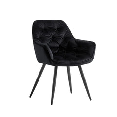 Rich Black Comfy Padded Tufted Velvet Lounge Chair