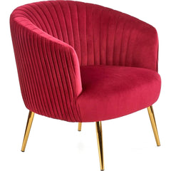 Maroon Cocooned Velvet Lounge Chair