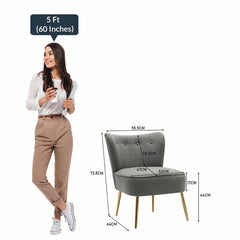 Grey Deep Cushioning Comfy Velvet Lounge Chair