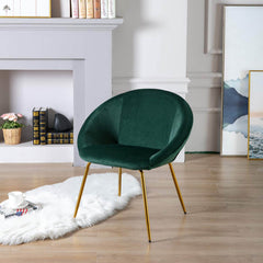 Green Round Shell Back Velvet Lounge Chair