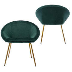 Green Round Shell Back Velvet Lounge Chair