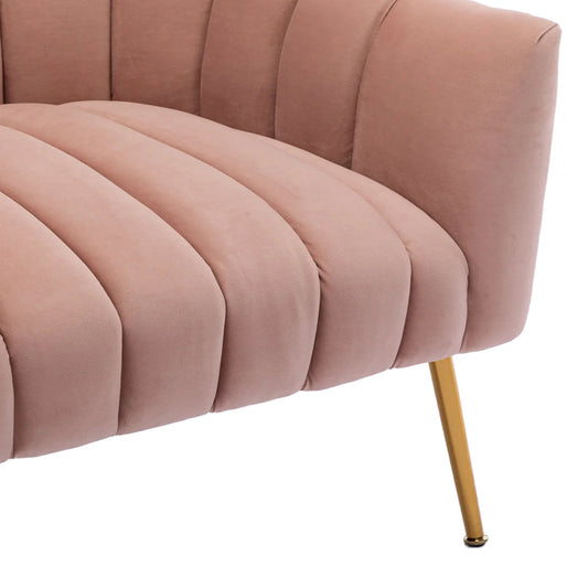 Vertical Channel Tufted Pink Velvet Lounge Chair