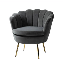 Shell Motif Luxury Velvet Lounge Chair