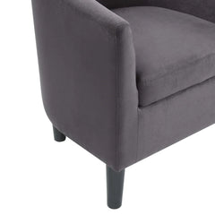 Comfy Round Back Velvet Chair With Ottoman