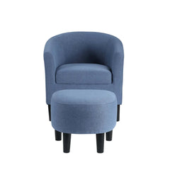 Comfy Round Back Velvet Chair With Ottoman