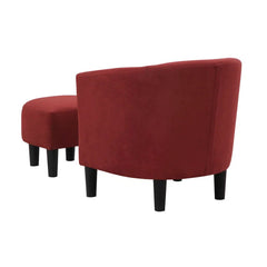 Comfy Round Back Velvet Chair With Ottoman