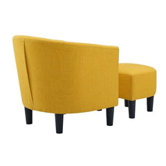 Comfy Round Back Velvet Chair With Ottoman