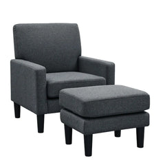 Standard Velvet Chair With Ottoman