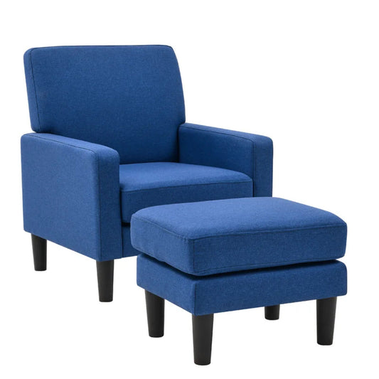 Standard Velvet Chair With Ottoman