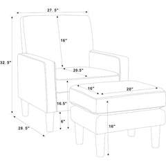 Standard Velvet Chair With Ottoman