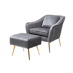 Fluffy Super Comfy Velvet Lounge Chair With Ottoman