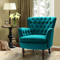 Detailed Tufted Super Comfy Velvet Lounge Chair