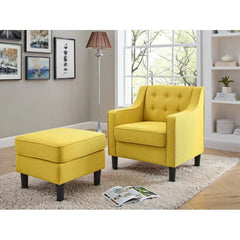 Tufted Comfy Lounge Chair With Ottoman