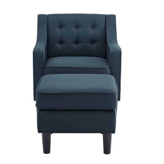 Charcoal Tufted Comfy Lounge Chair With Ottoman