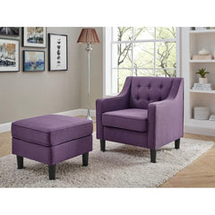 Tufted Comfy Lounge Chair With Ottoman