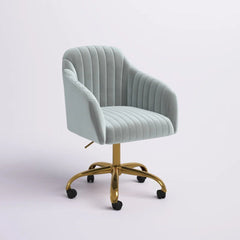 Refined WhiteTufted Velvet Armchair With Golden Legs