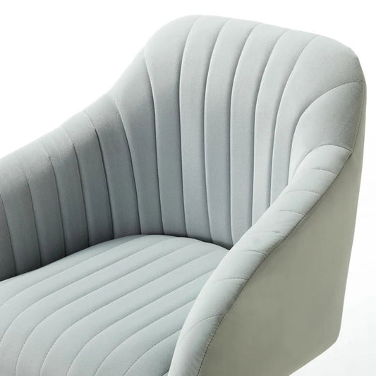 Refined WhiteTufted Velvet Armchair With Golden Legs