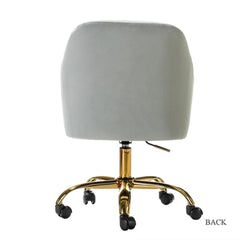 Refined WhiteTufted Velvet Armchair With Golden Legs