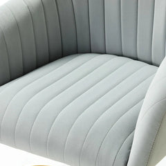 Refined WhiteTufted Velvet Armchair With Golden Legs