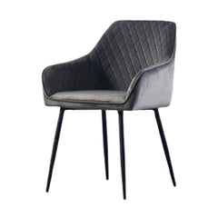 Diamond Cut Velvet Accent Chair With Black Legs