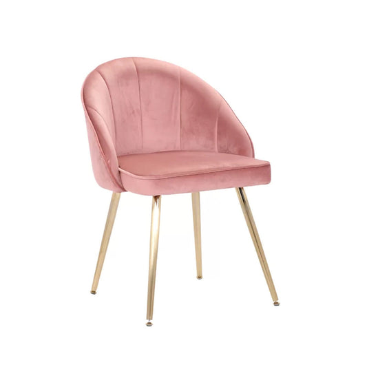 Golden Legged Luxury Pink Velvet Accent Chair