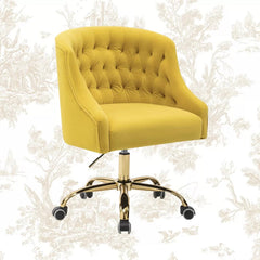 Comfort Back Tufted PU Foam Armchair With Golden Base