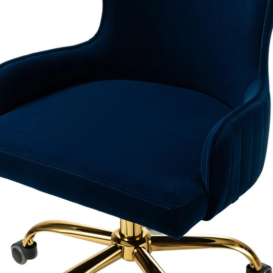 Luxury Royal Blue Velvet Armchair With Golden Base
