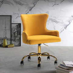 Luxury Velvet Armchair With Golden Base