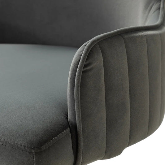 Luxury Grey Velvet Armchair With Golden Base