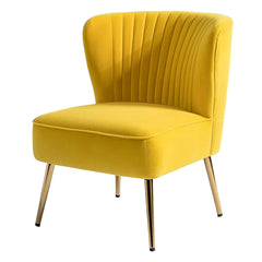 Classic Curved Back Yellow Velvet Lounge Chair