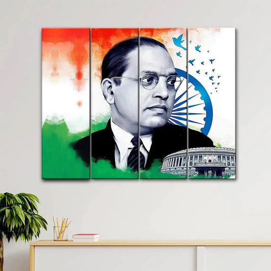 Dr. Bhimrao Ambedkar Wall Painting 4 Pieces  Printed Painting