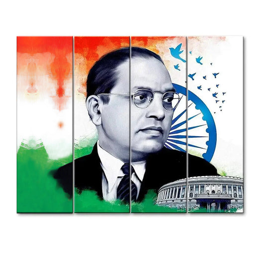 Dr. Bhimrao Ambedkar Wall Painting 4 Pieces  Printed Painting