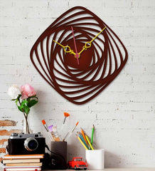 Brown MDF Geometric Modern Wall Clock