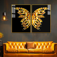 Contemporary Golden Butterfly Modern Acrylic Wall Paintings for Your Home