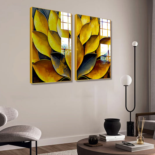Beautiful Leaf Design Canvas Printed Acrylic Wall Paintings