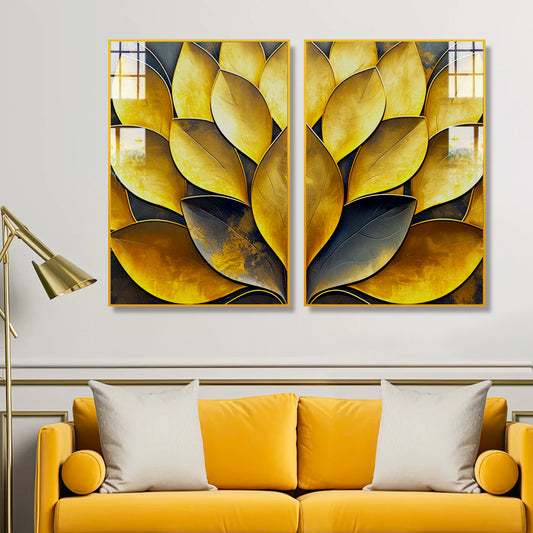 Beautiful Leaf Design Canvas Printed Acrylic Wall Paintings